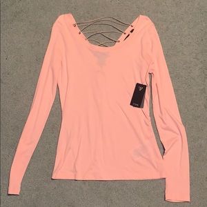 NWT GUESS lace up back long sleeve shirt